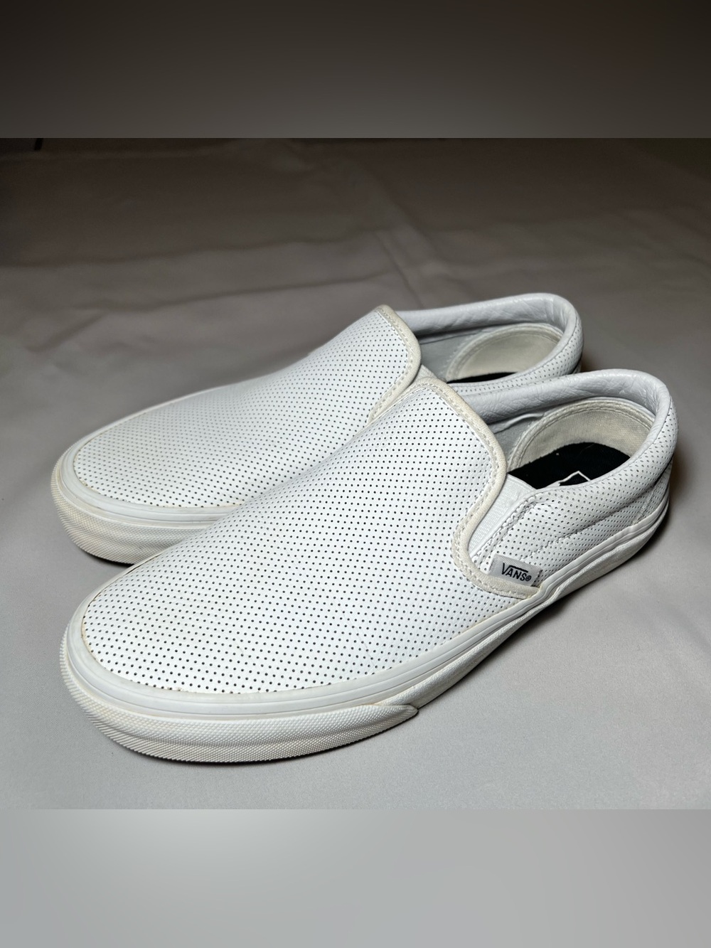 Vans Classic Slip-On Perforated White Sneakers – Women's 8 / Men's 6.5